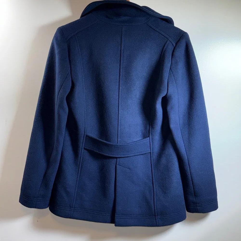 J Crew Factor Navy Wool Blend Peacoat Gold Button Double Breasted Classic Chic 2 - Picture 9 of 12